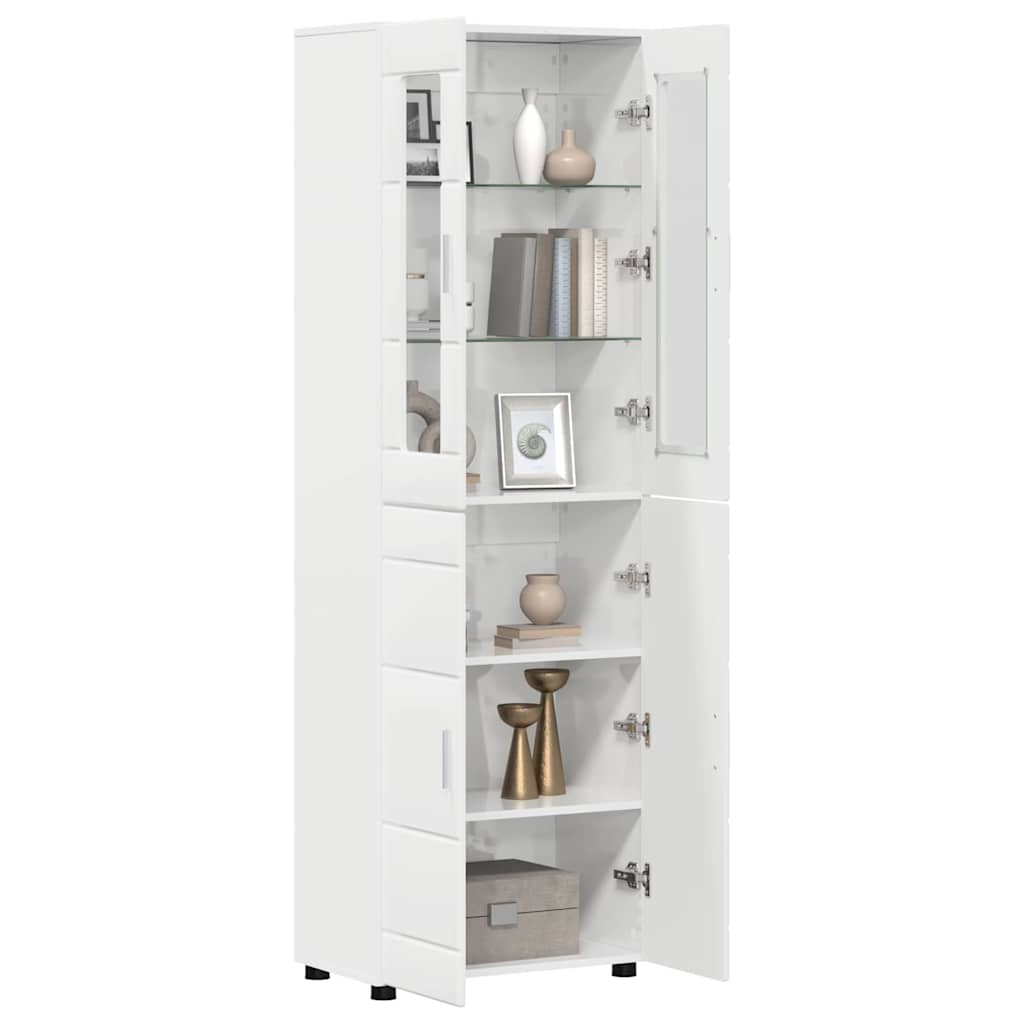 Hoge kast met plank Hoogglans wit 60 x 35 x 182 cm Bewerkt hout