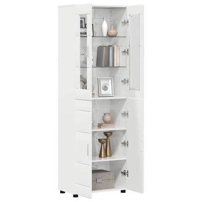 Hoge kast met plank Hoogglans wit 60 x 35 x 182 cm Bewerkt hout