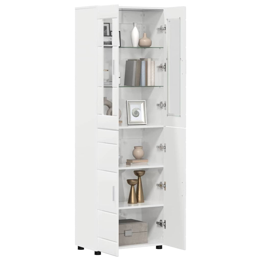 Hoge kast met plank Hoogglans wit 60 x 35 x 182 cm Bewerkt hout