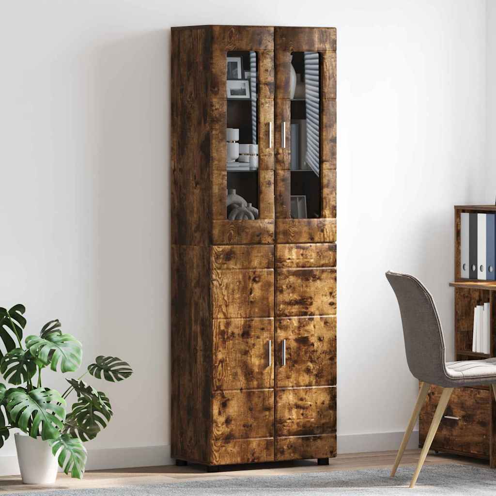 Hoge kast met plank Gerookt eiken 60 x 35 x 182 cm Bewerkt hout