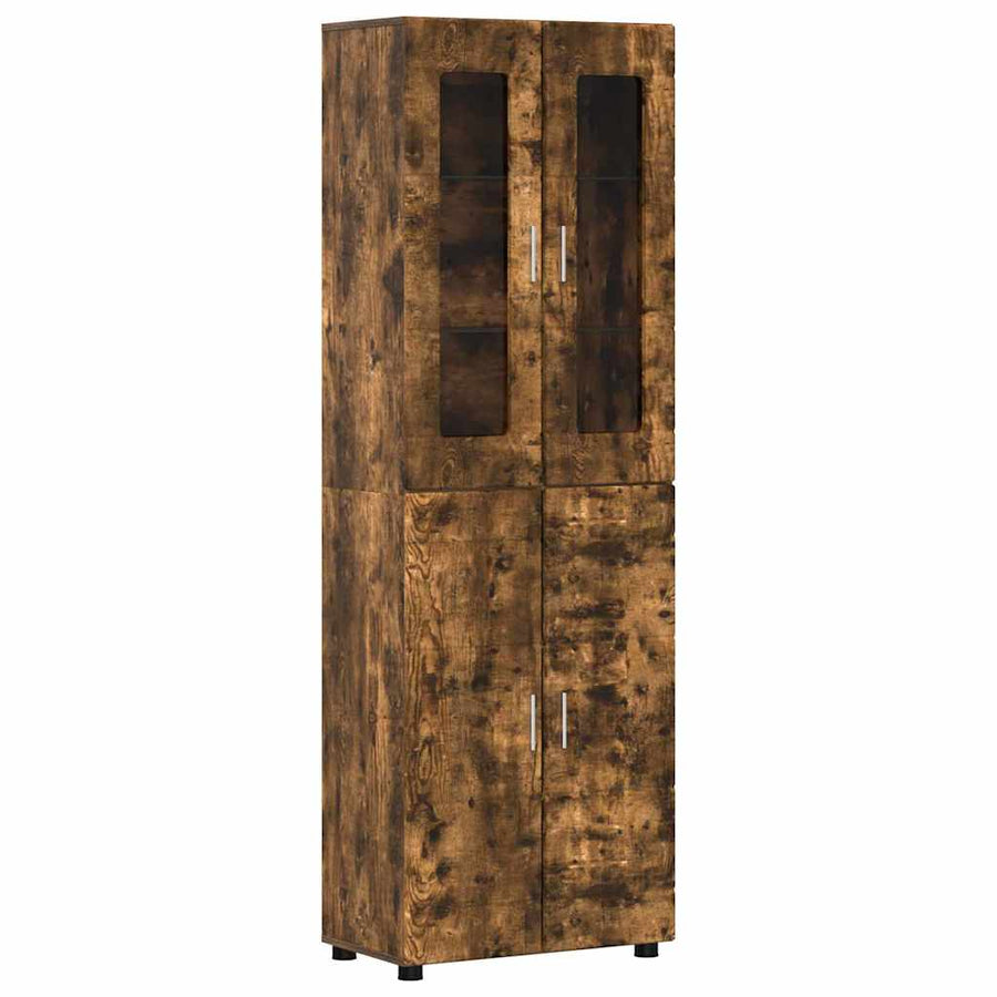 Hoge kast met plank Gerookt eiken 60 x 35 x 182 cm Bewerkt hout