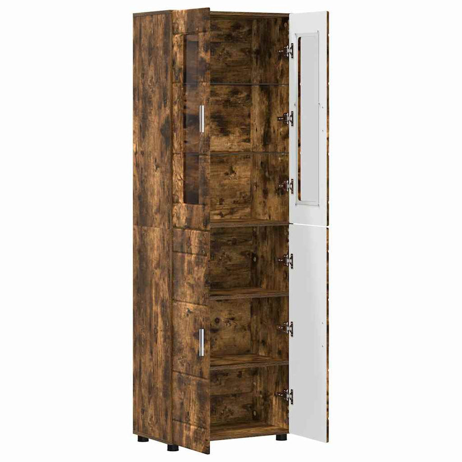 Hoge kast met plank Gerookt eiken 60 x 35 x 182 cm Bewerkt hout