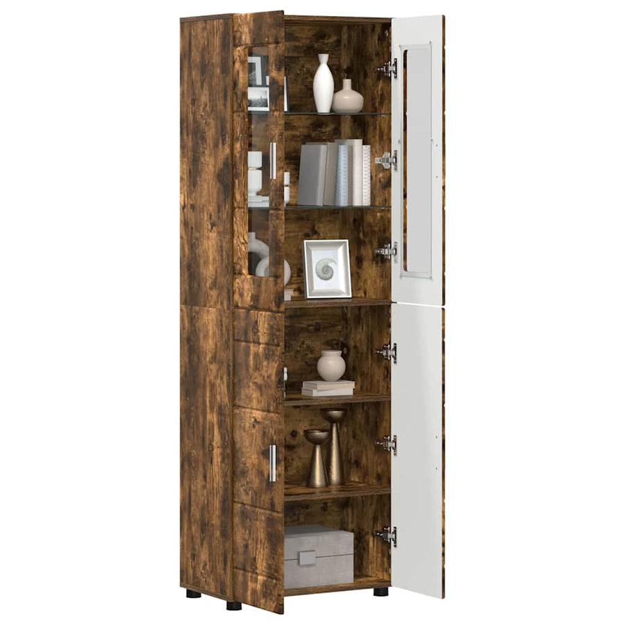 Hoge kast met plank Gerookt eiken 60 x 35 x 182 cm Bewerkt hout