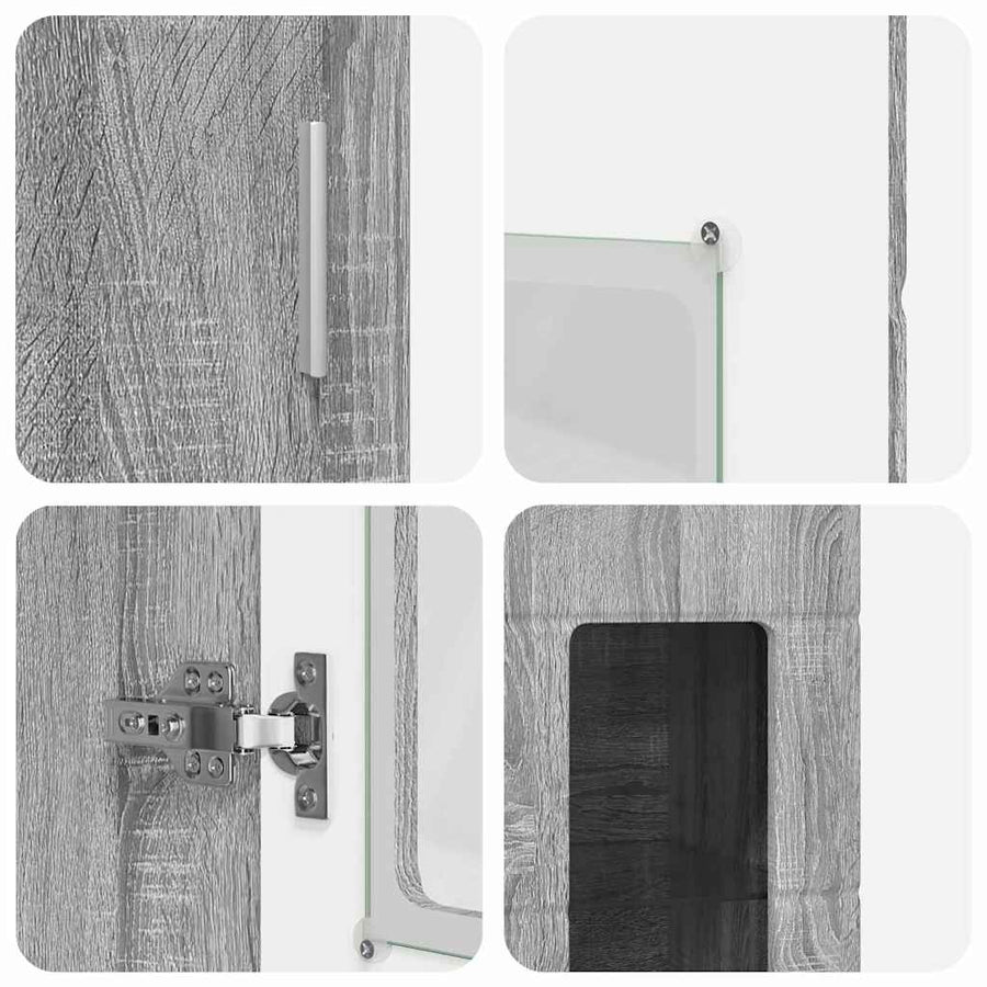 Hoge kast met plank Grijs Sonoma 60 x 35 x 182 cm Bewerkt hout