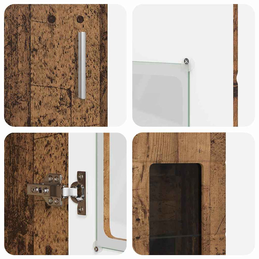 Hoge kast met plank Oudhout 60 x 35 x 182 cm Bewerkt hout