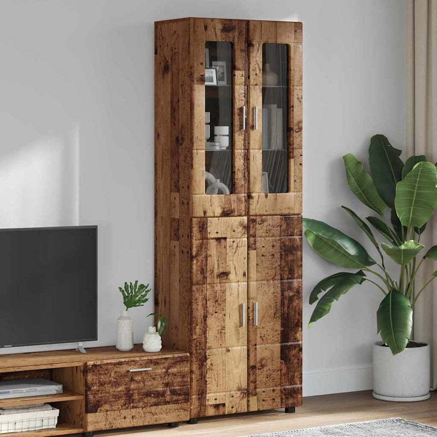 Hoge kast met plank Oudhout 60 x 35 x 182 cm Bewerkt hout
