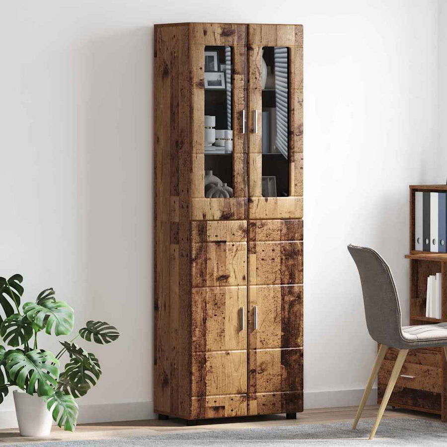 Hoge kast met plank Oudhout 60 x 35 x 182 cm Bewerkt hout