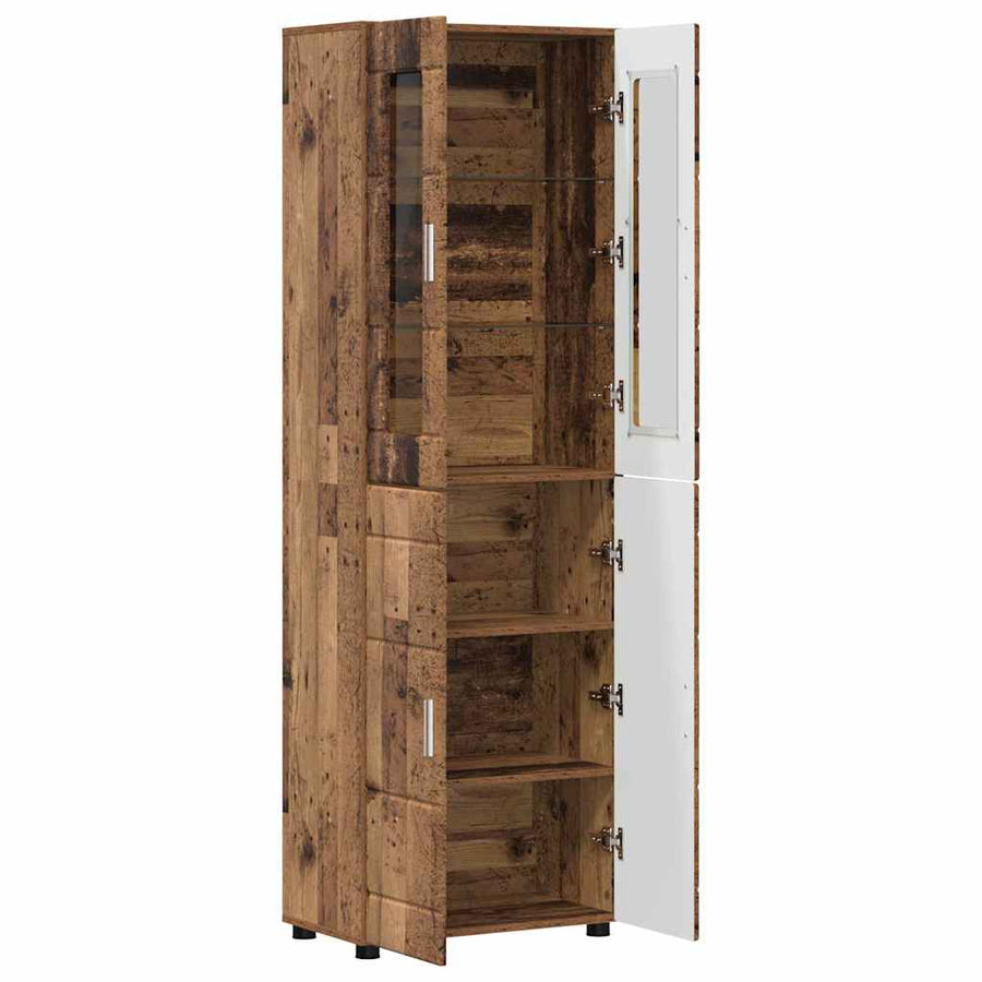 Hoge kast met plank Oudhout 60 x 35 x 182 cm Bewerkt hout