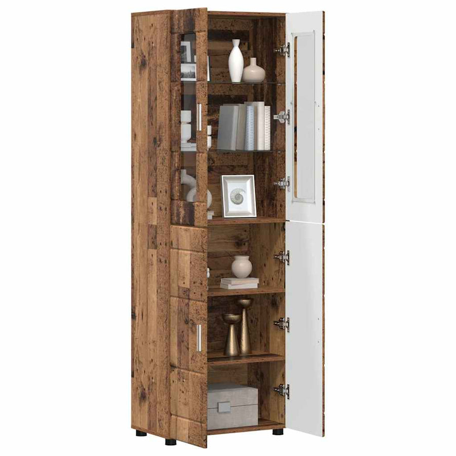 Hoge kast met plank Oudhout 60 x 35 x 182 cm Bewerkt hout