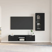 Tv-meubelset zwart bewerkt hout 2 wandkasten 1 tv-kast
