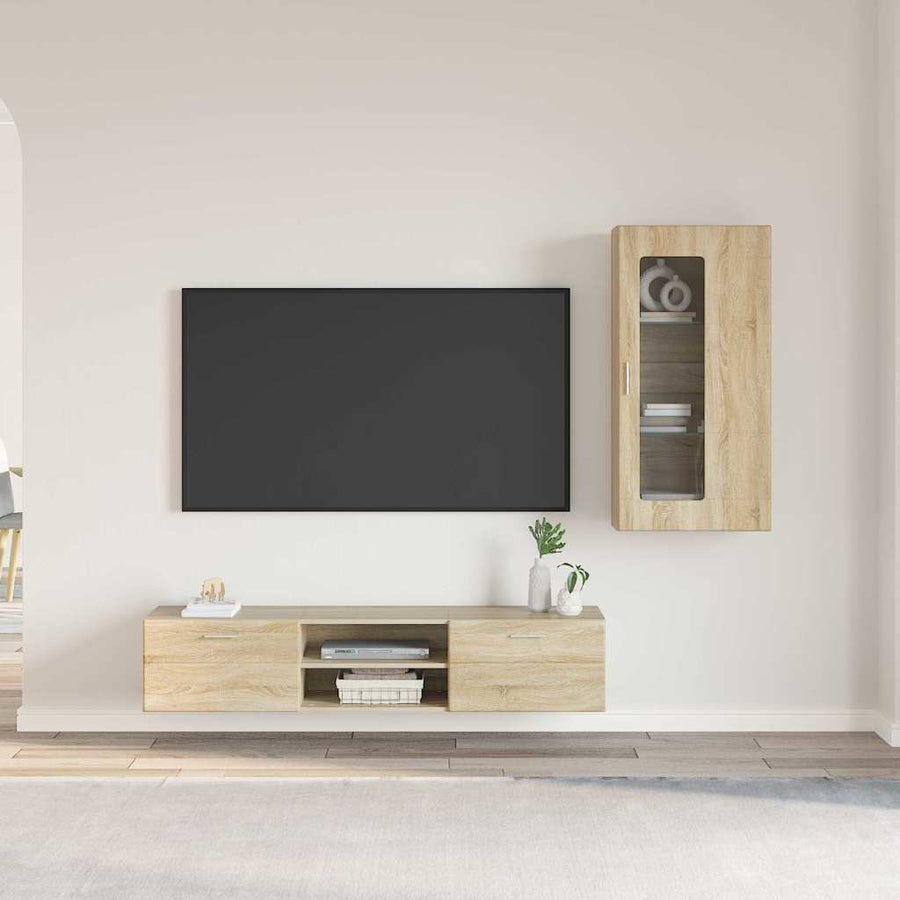 Tv-meubelset met lade met plank Sonoma Eiken Bewerkt hout