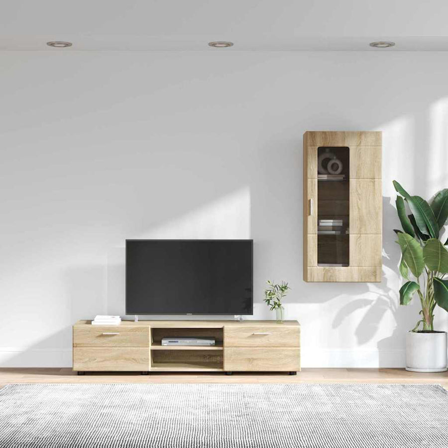 Tv-meubelset met lade met plank Sonoma Eiken Bewerkt hout