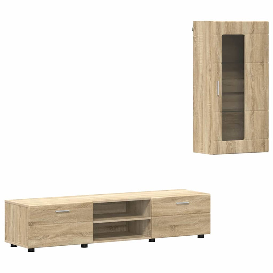Tv-meubelset met lade met plank Sonoma Eiken Bewerkt hout