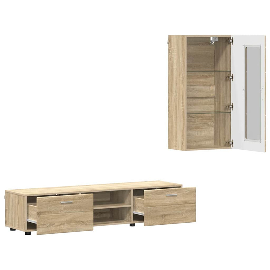 Tv-meubelset met lade met plank Sonoma Eiken Bewerkt hout