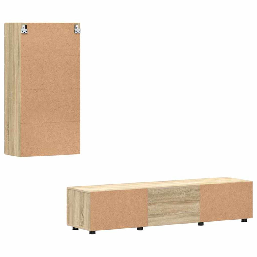 Tv-meubelset met lade met plank Sonoma Eiken Bewerkt hout