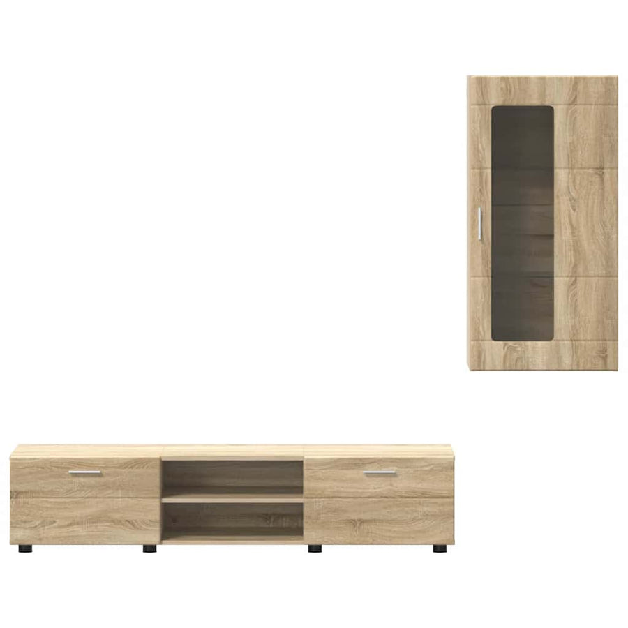 Tv-meubelset met lade met plank Sonoma Eiken Bewerkt hout