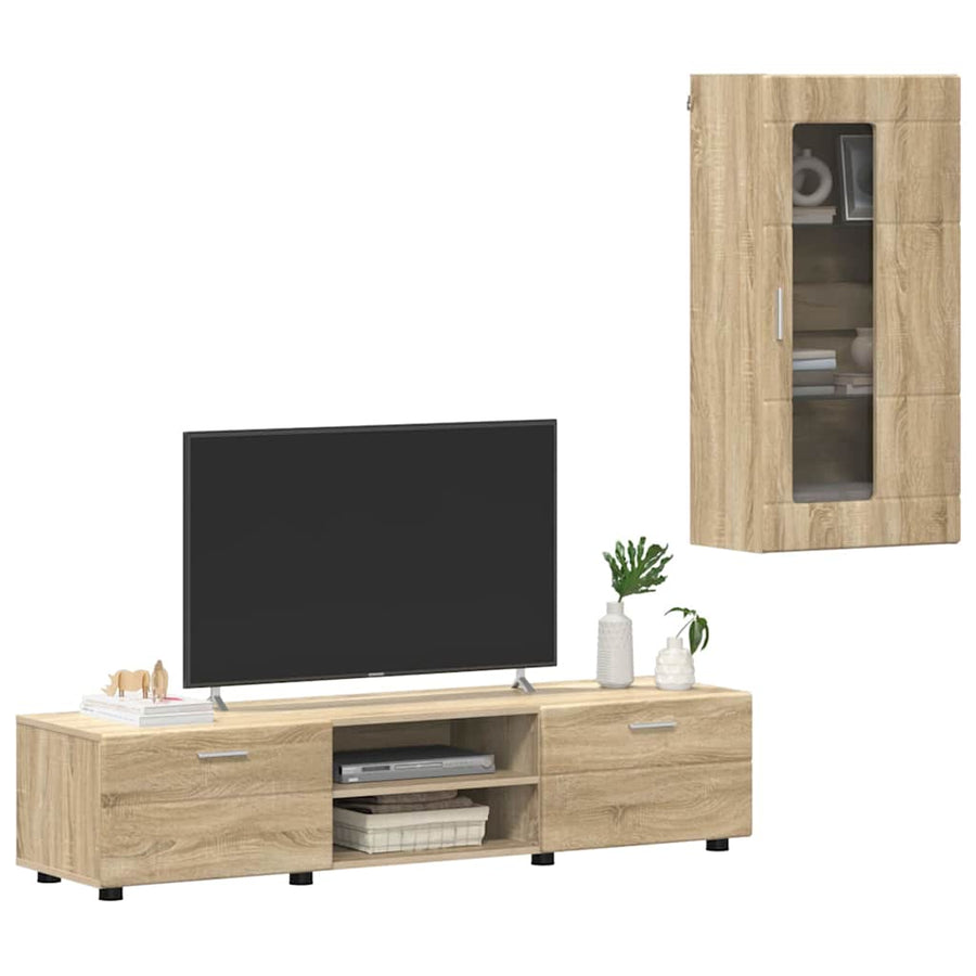 Tv-meubelset met lade met plank Sonoma Eiken Bewerkt hout