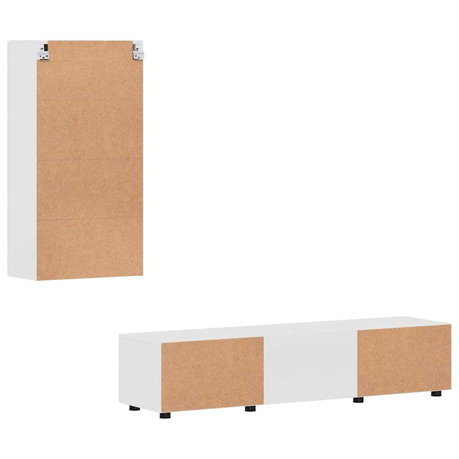 Tv-meubelset met lade met plank Hoogglans wit Bewerkt hout