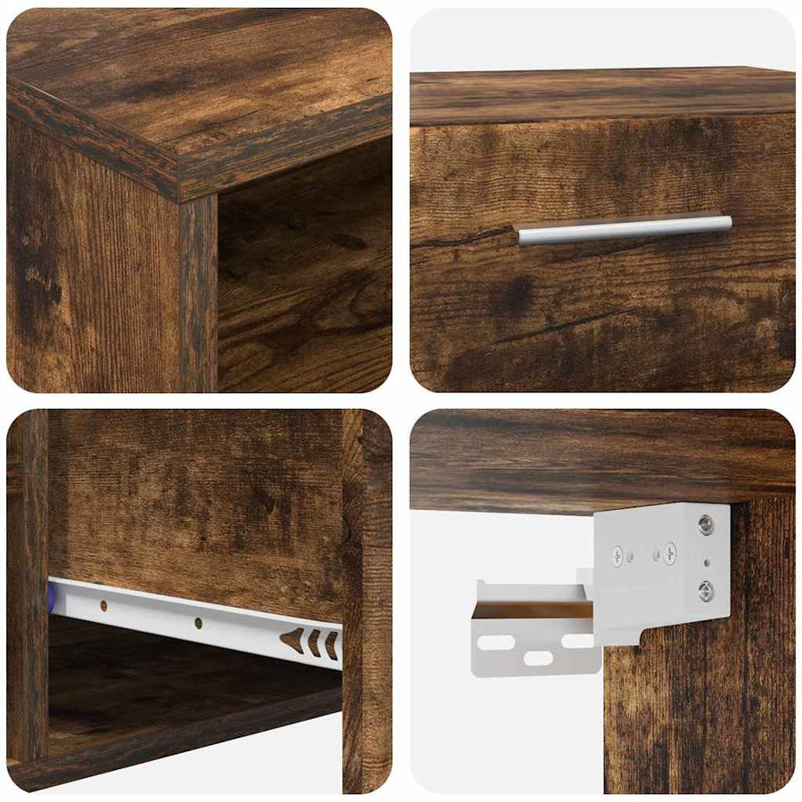 Tv-meubelset met lade FLORIN 3 pcs Gerookt eiken Bewerkt hout