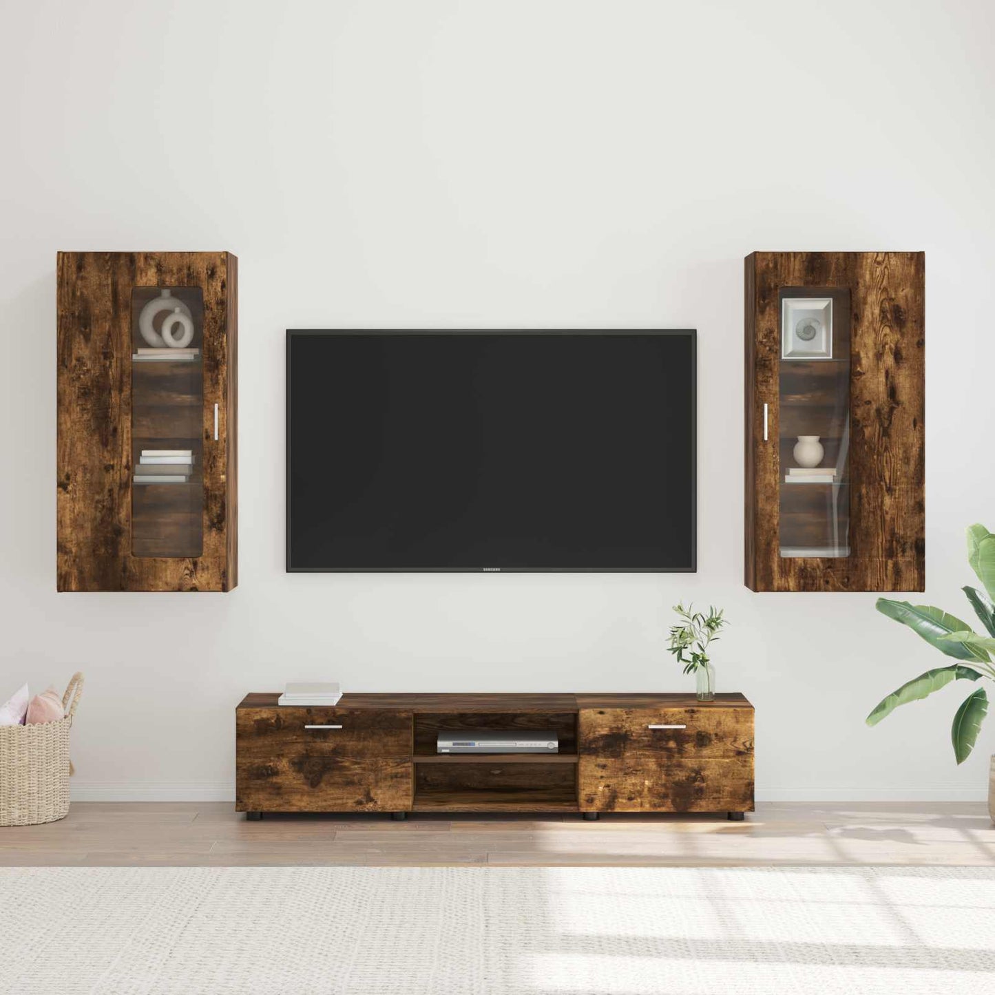 Tv-meubelset met lade FLORIN 3 pcs Gerookt eiken Bewerkt hout