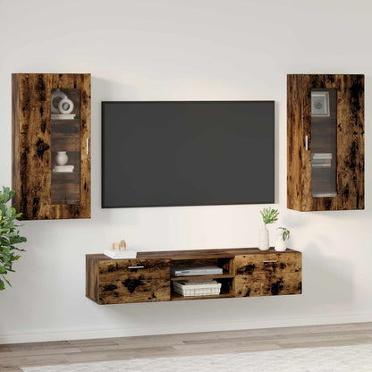Tv-meubelset met lade FLORIN 3 pcs Gerookt eiken Bewerkt hout