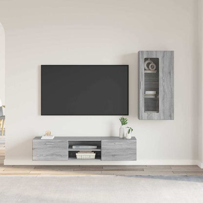 Tv-meubelset met lade met plank Grijs Sonoma Bewerkt hout