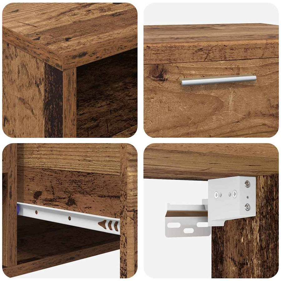 Tv-meubelset met lade met plank met opslag Oudhout Bewerkt hout