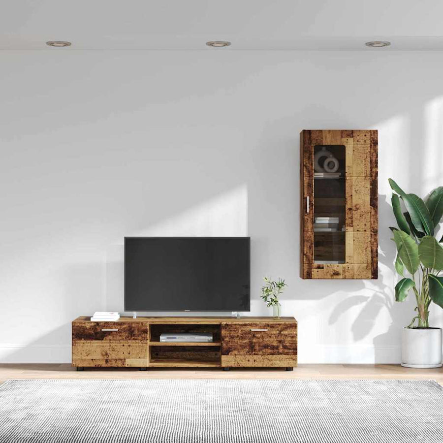 Tv-meubelset met lade met plank met opslag Oudhout Bewerkt hout