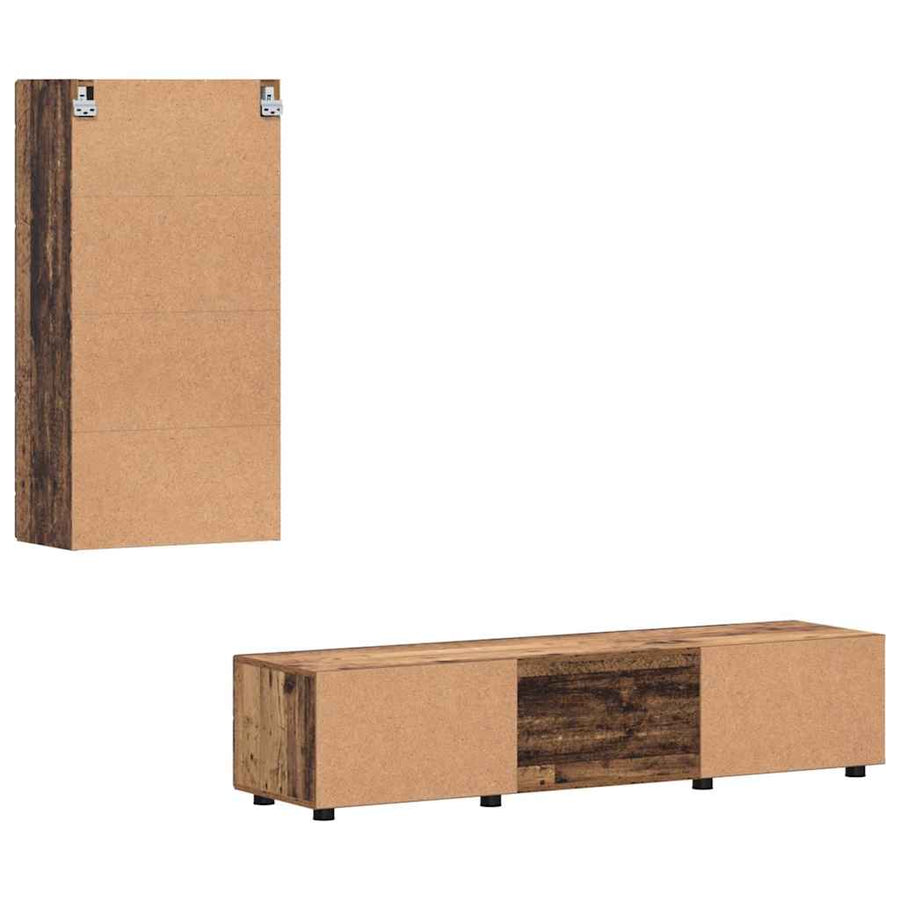 Tv-meubelset met lade met plank met opslag Oudhout Bewerkt hout