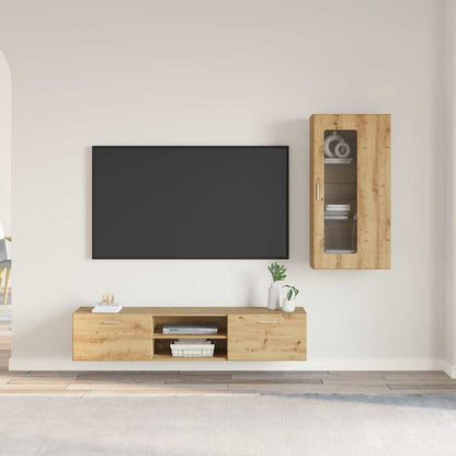 Tv-meubelset met lade met plank Artisan Eiken Bewerkt hout