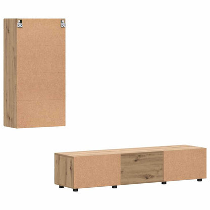 Tv-meubelset met lade met plank Artisan Eiken Bewerkt hout