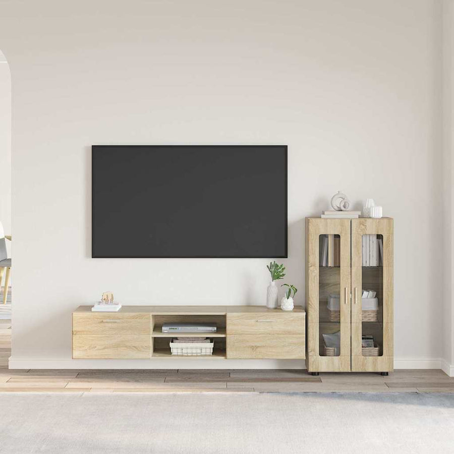 Tv-meubelset met lade met plank Sonoma Eiken Bewerkt hout