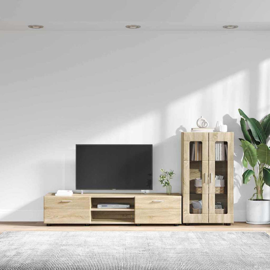 Tv-meubelset met lade met plank Sonoma Eiken Bewerkt hout