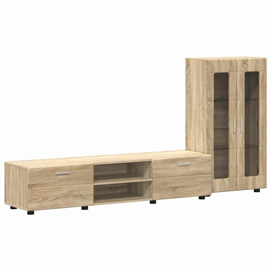 Tv-meubelset met lade met plank Sonoma Eiken Bewerkt hout