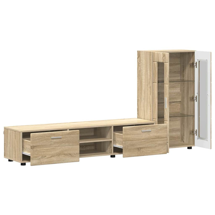 Tv-meubelset met lade met plank Sonoma Eiken Bewerkt hout