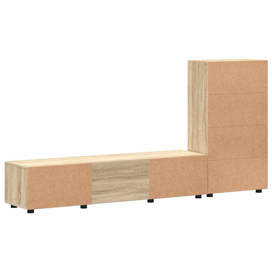 Tv-meubelset met lade met plank Sonoma Eiken Bewerkt hout