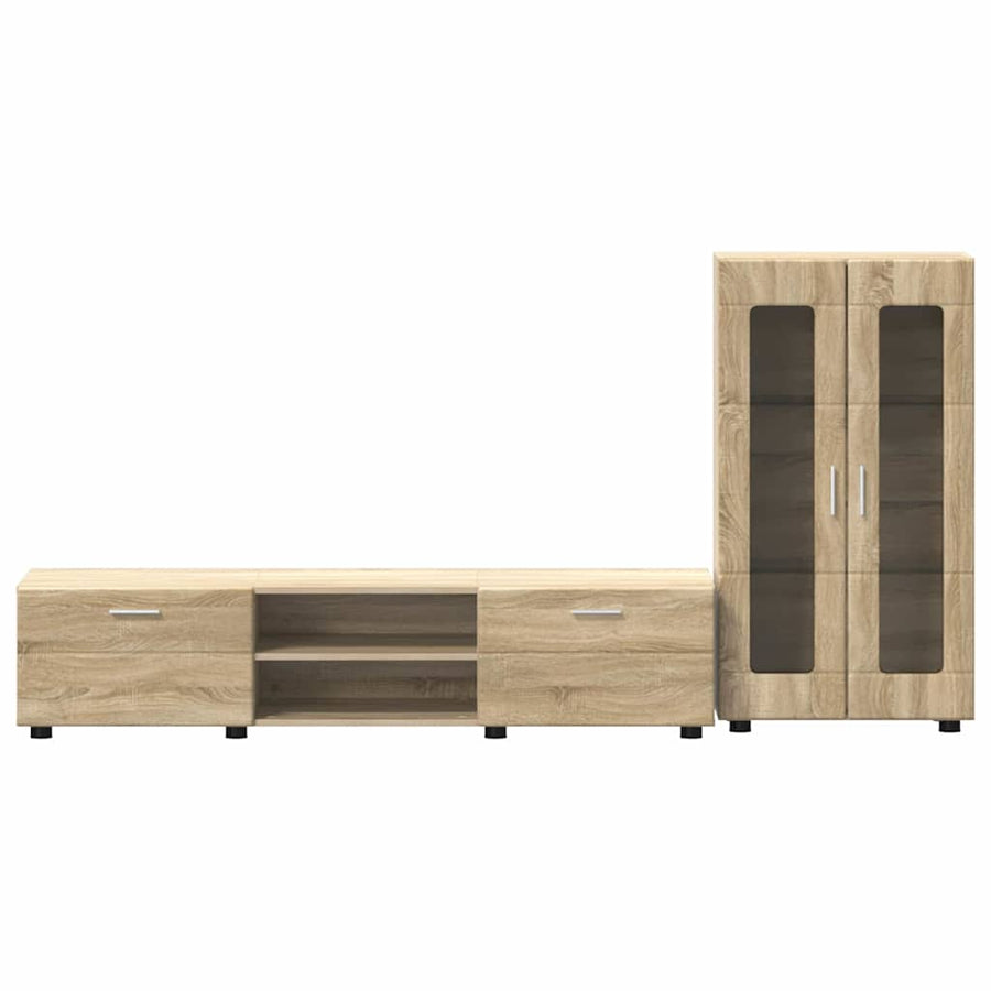 Tv-meubelset met lade met plank Sonoma Eiken Bewerkt hout