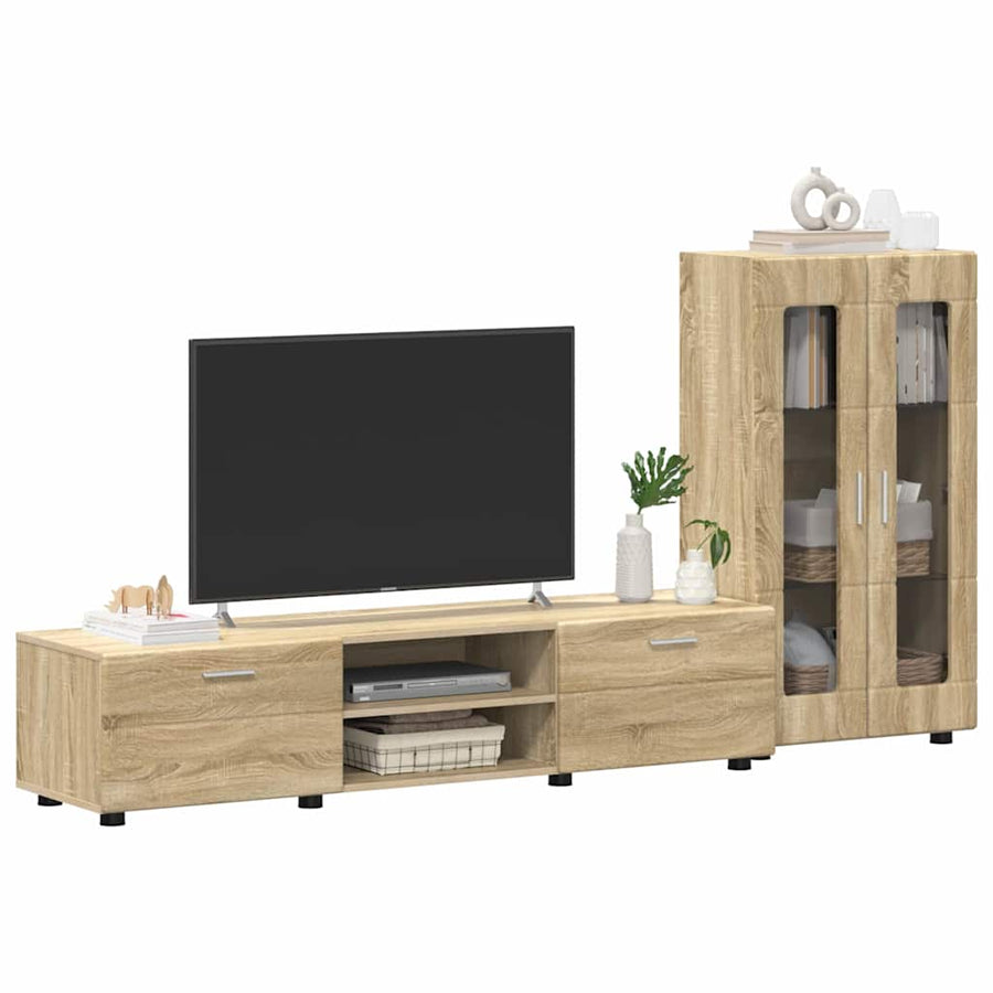 Tv-meubelset met lade met plank Sonoma Eiken Bewerkt hout