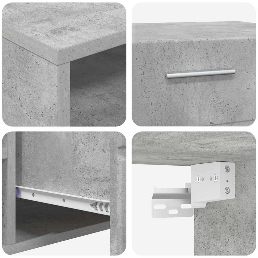 Tv-meubelset met lade met plank Beton Grijs Bewerkt hout