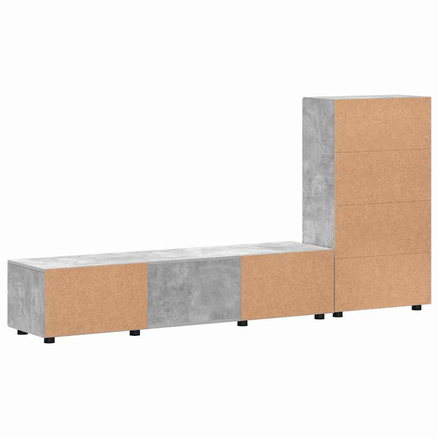 Tv-meubelset met lade met plank Beton Grijs Bewerkt hout
