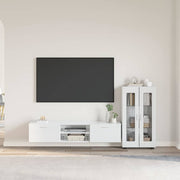 Tv-meubelset bewerkt hout hoogglans wit