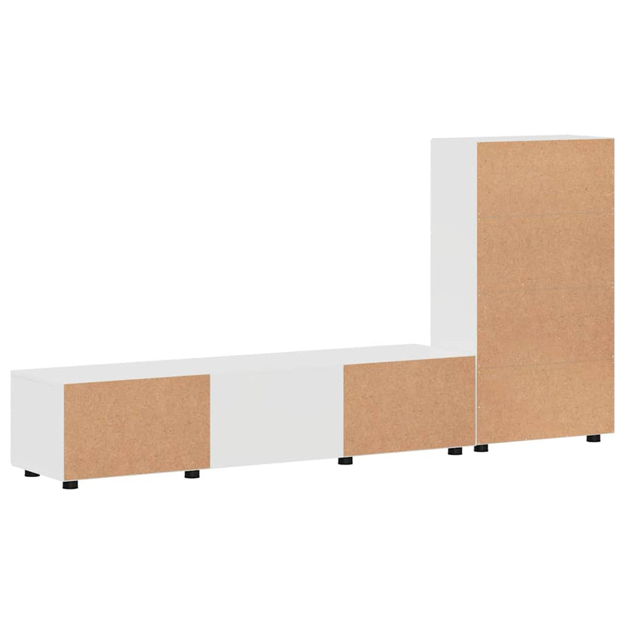 Tv-meubelset met lade met plank Hoogglans wit Bewerkt hout