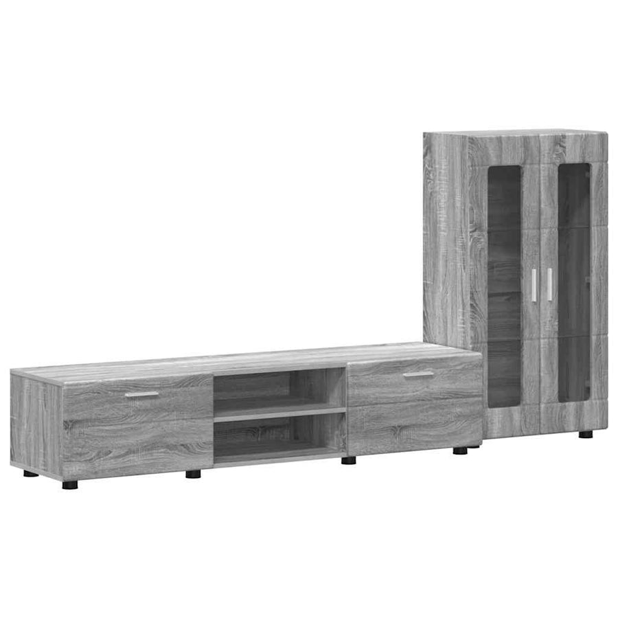 Tv-meubelset met lade met plank Grijs Sonoma Bewerkt hout