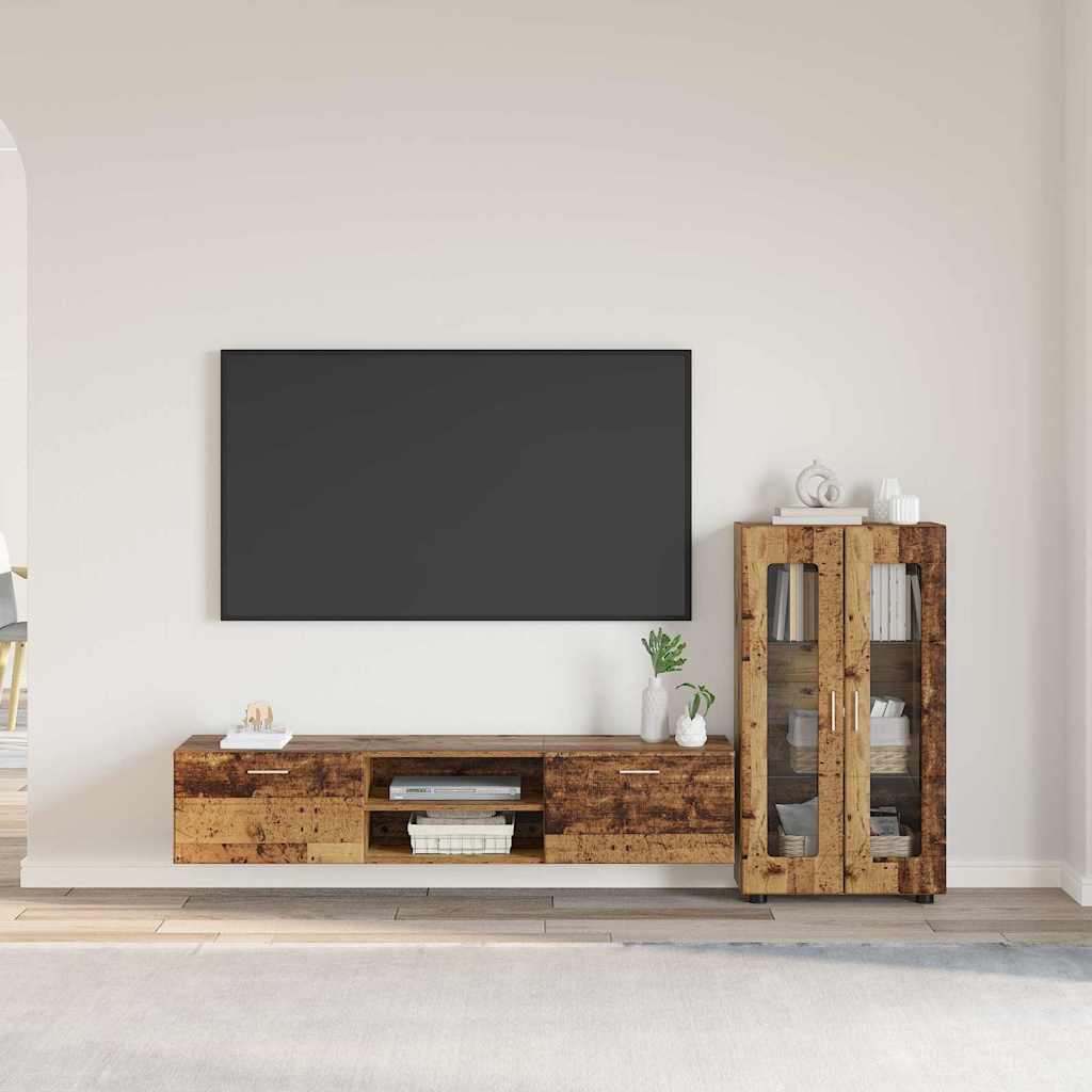 Tv-meubelset met lade met plank met opslag Oudhout Bewerkt hout
