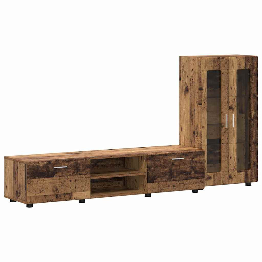 Tv-meubelset met lade met plank met opslag Oudhout Bewerkt hout