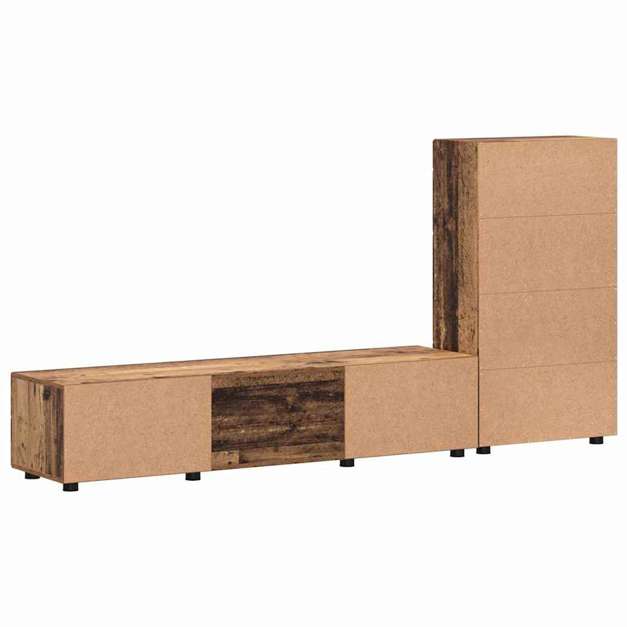 Tv-meubelset met lade met plank met opslag Oudhout Bewerkt hout