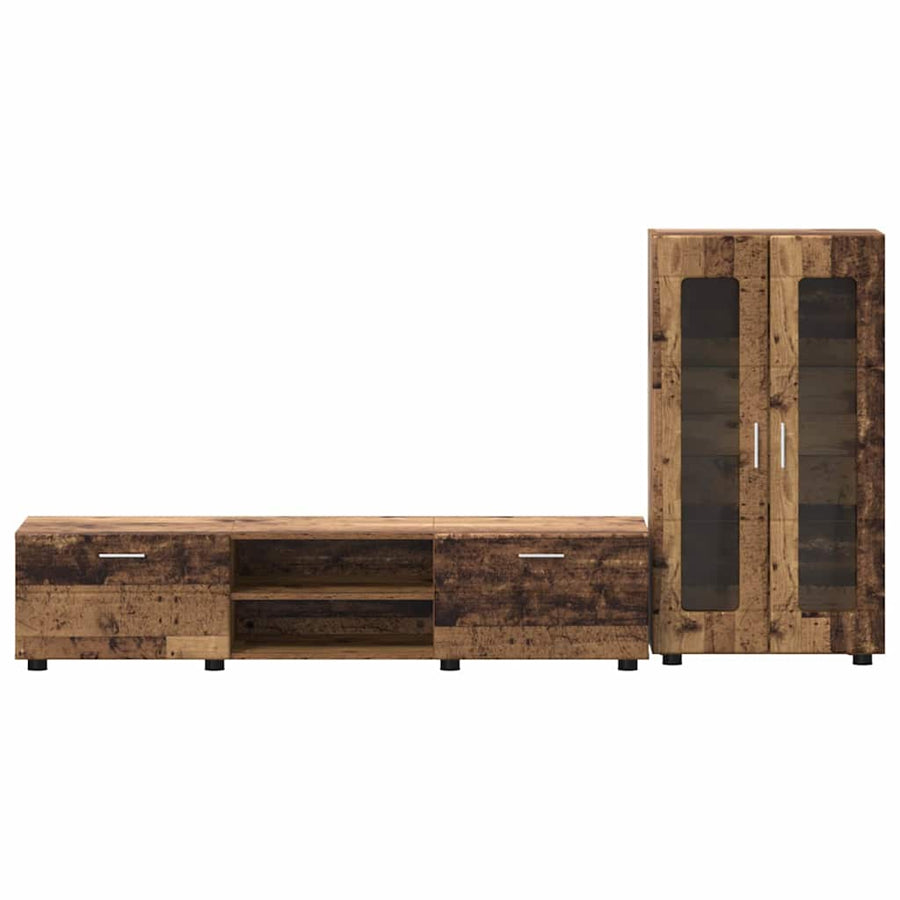Tv-meubelset met lade met plank met opslag Oudhout Bewerkt hout