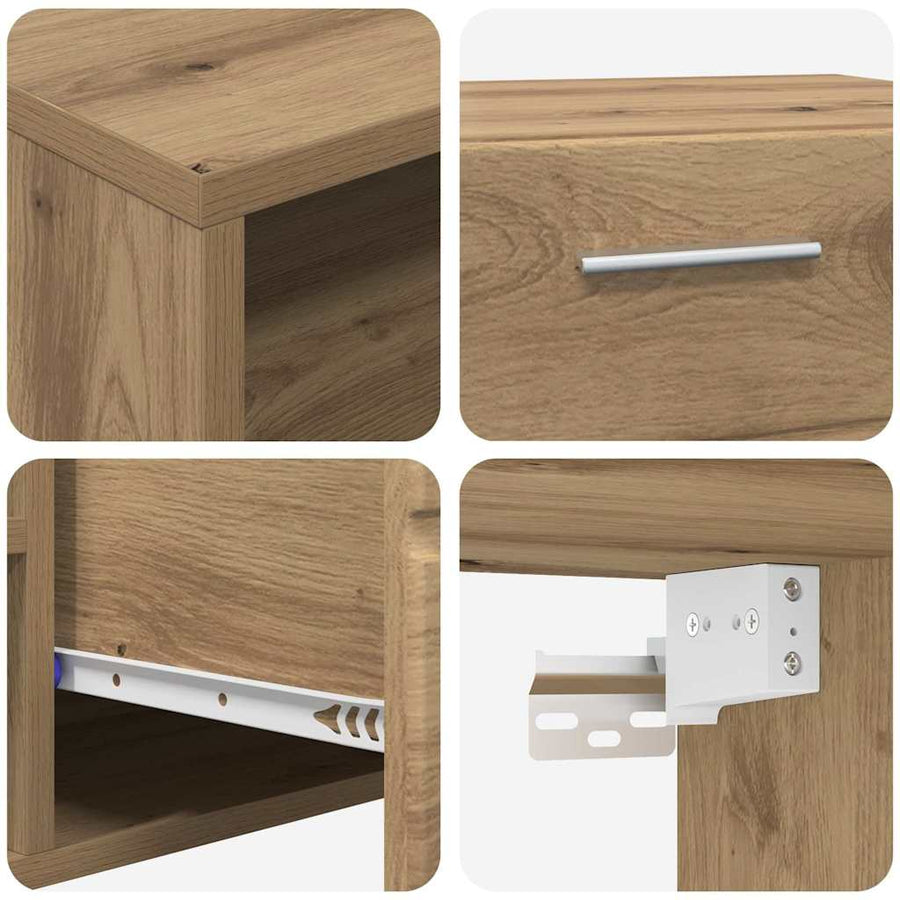 Tv-meubelset met lade met plank Artisan Eiken Bewerkt hout