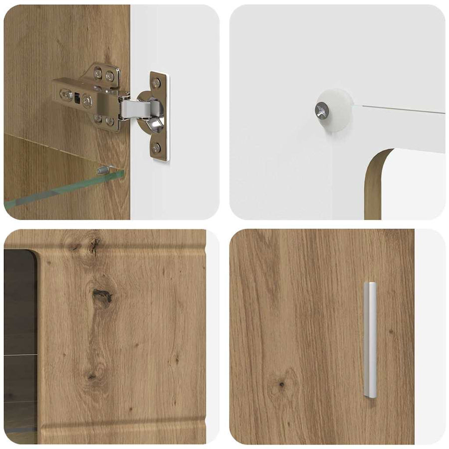 Tv-meubelset met lade met plank Artisan Eiken Bewerkt hout