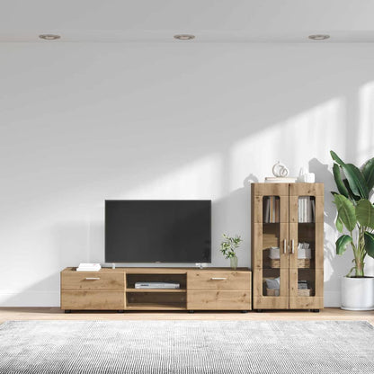 Tv-meubelset met lade met plank Artisan Eiken Bewerkt hout